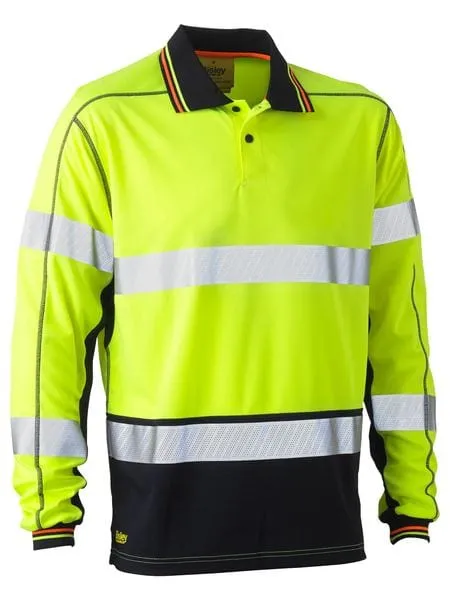 Bisley Taped Hi Vis Polyester Mesh Long Sleeve Polo