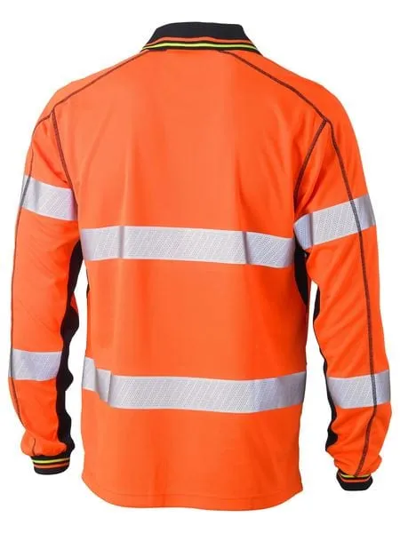 Bisley Taped Hi Vis Polyester Mesh Long Sleeve Polo