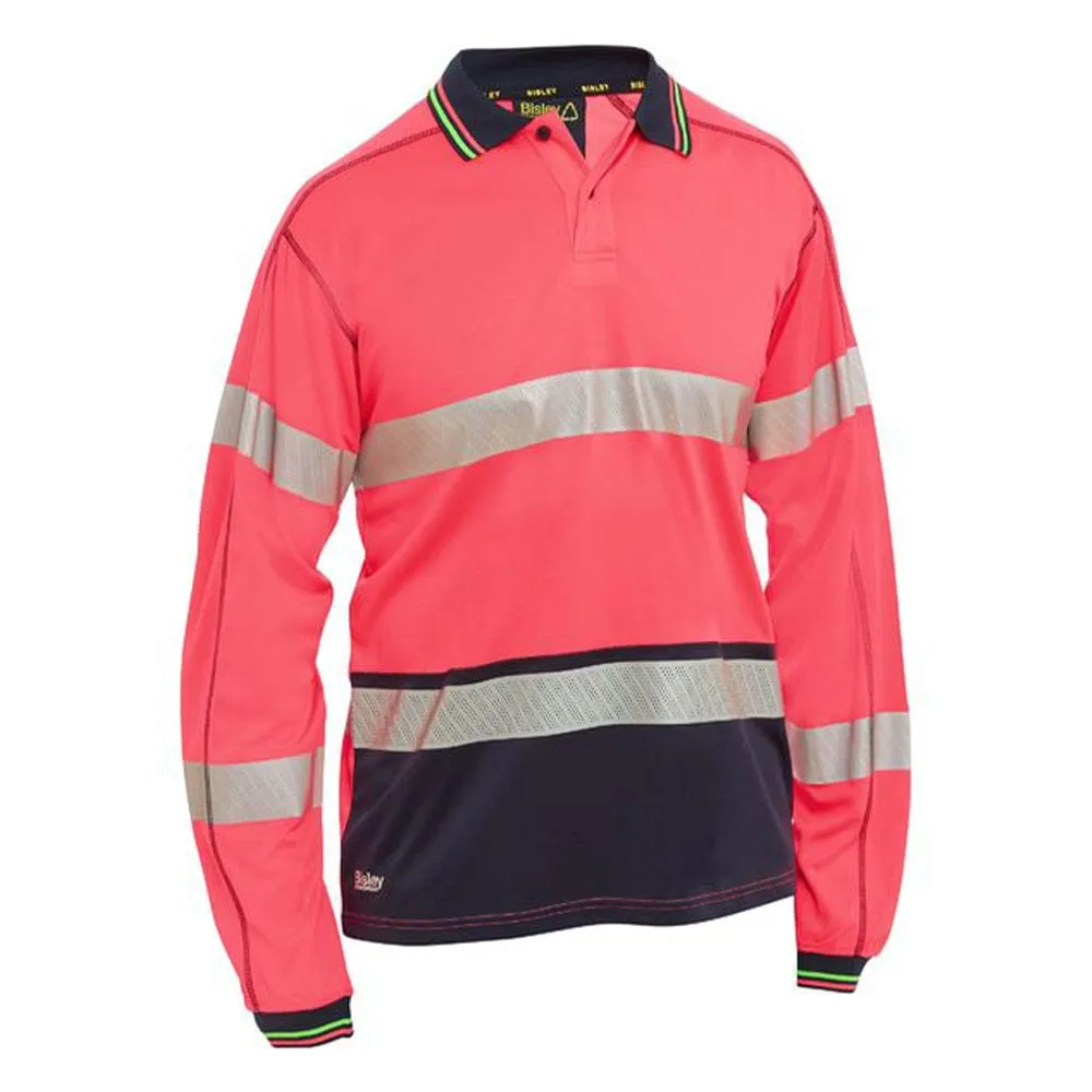 Bisley Taped Hi Vis Polyester Mesh Long Sleeve Polo