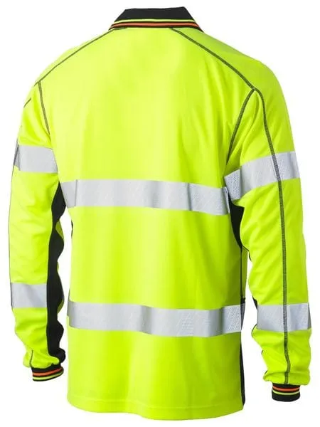 Bisley Taped Hi Vis Polyester Mesh Long Sleeve Polo