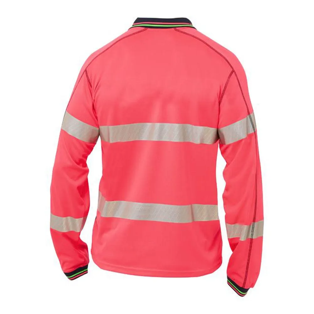 Bisley Taped Hi Vis Polyester Mesh Long Sleeve Polo