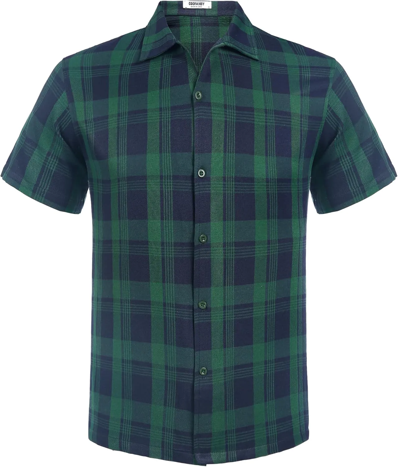 COOFANDY Mens Short Sleeve Button Down Shirt Plaid Button Up Shirts Casual 75% Cotton Work Shirts