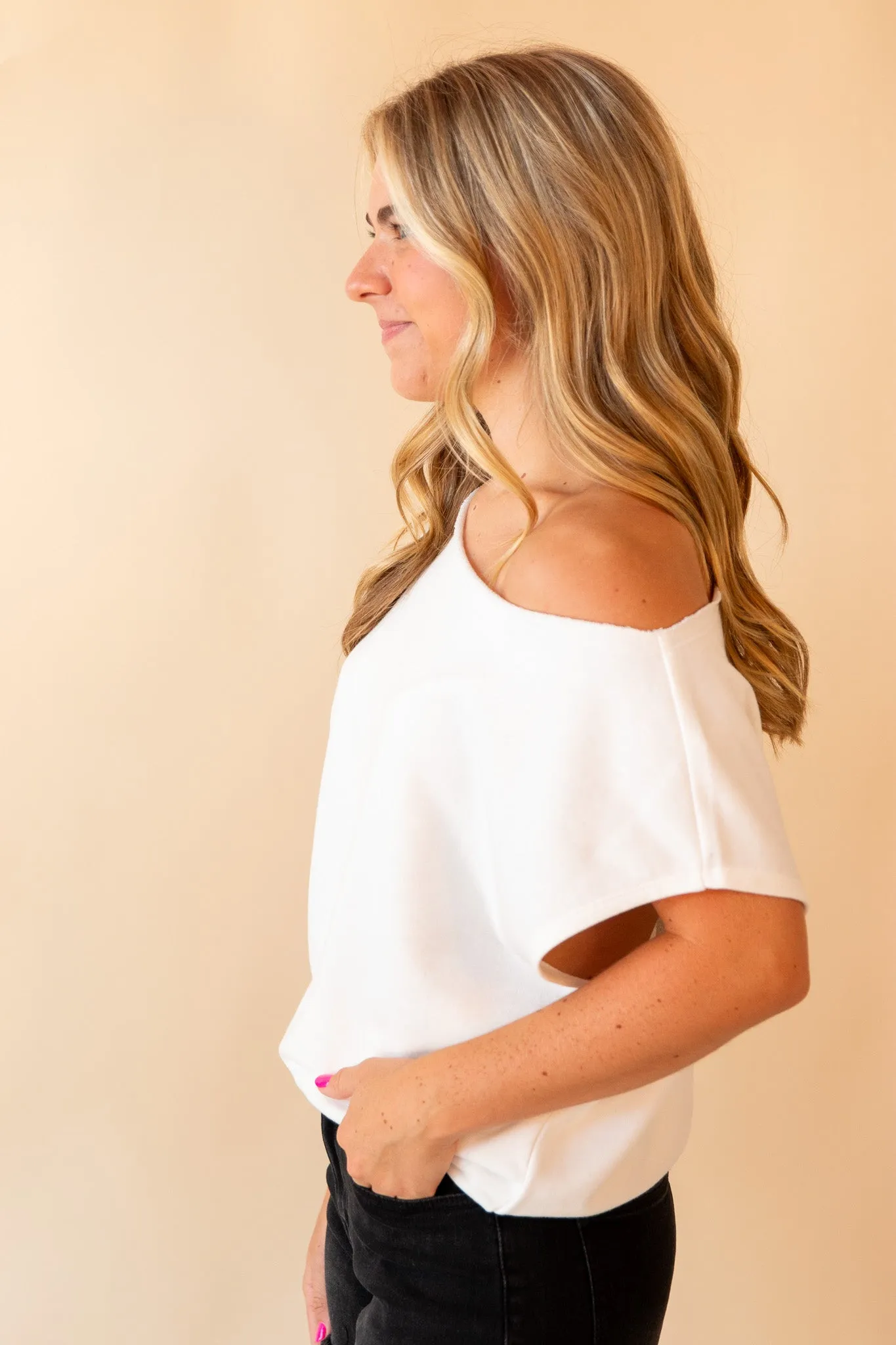 FeFe French Terry Off The Shoulder Top