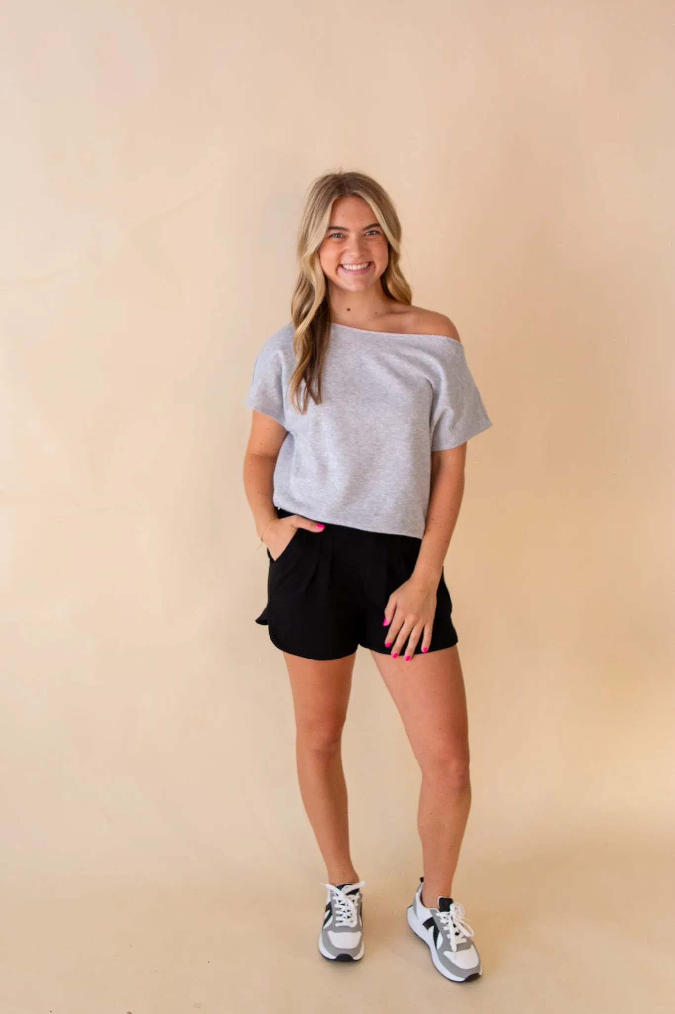 FeFe French Terry Off The Shoulder Top