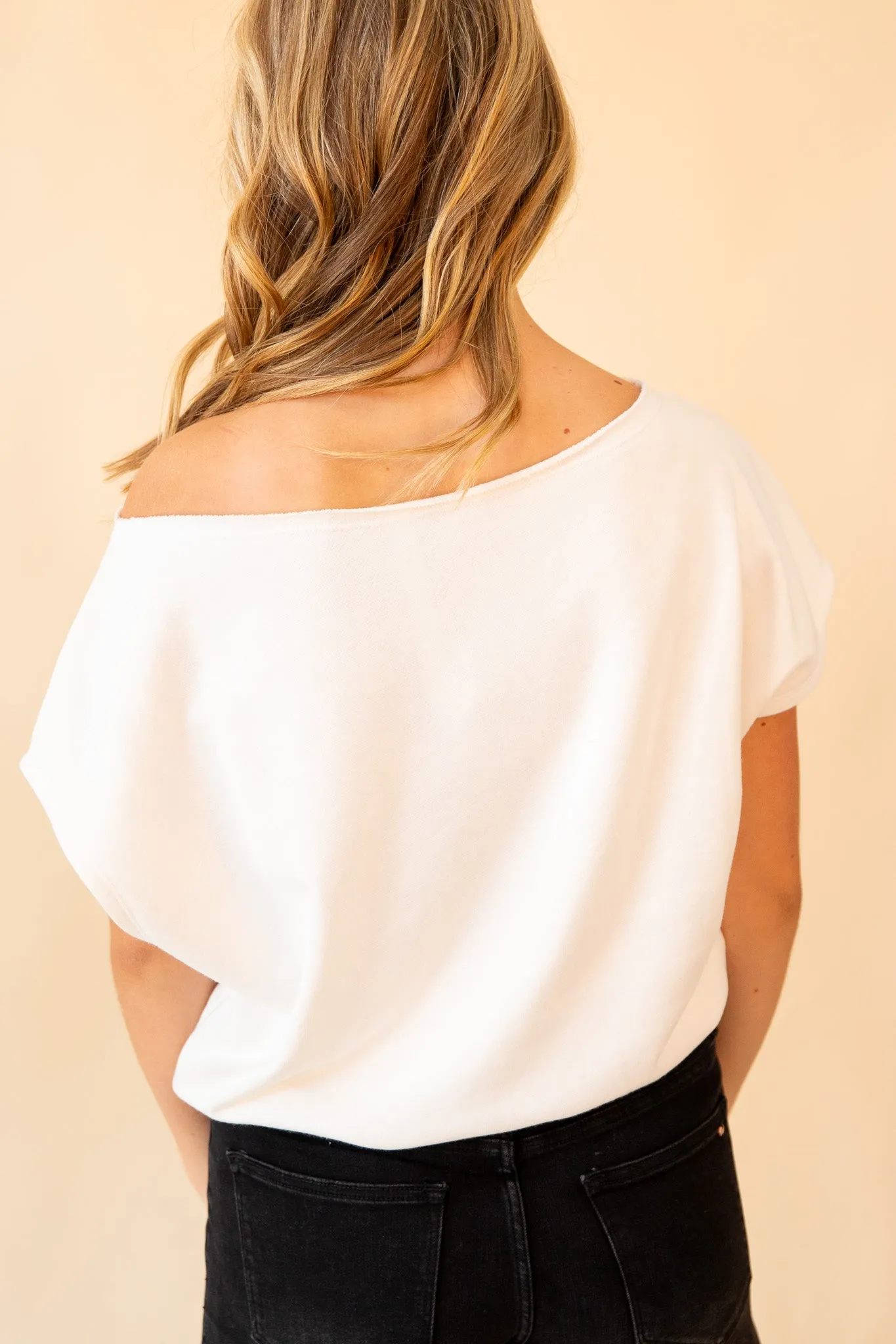 FeFe French Terry Off The Shoulder Top
