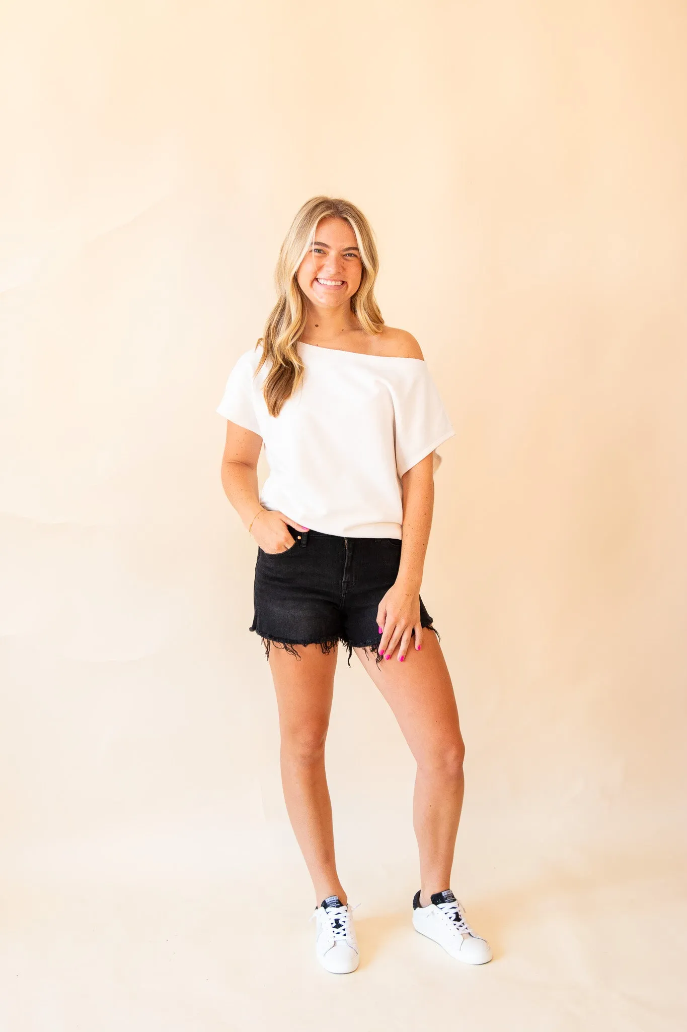 FeFe French Terry Off The Shoulder Top