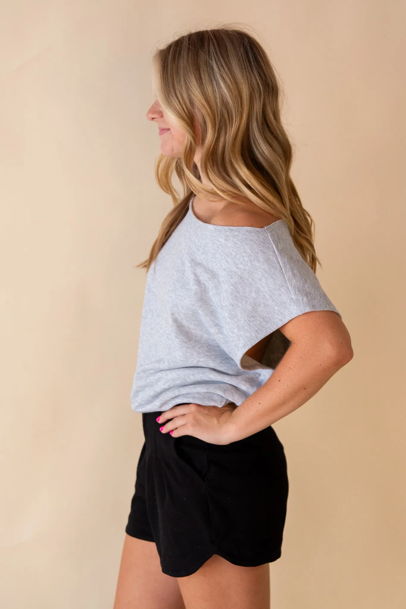 FeFe French Terry Off The Shoulder Top