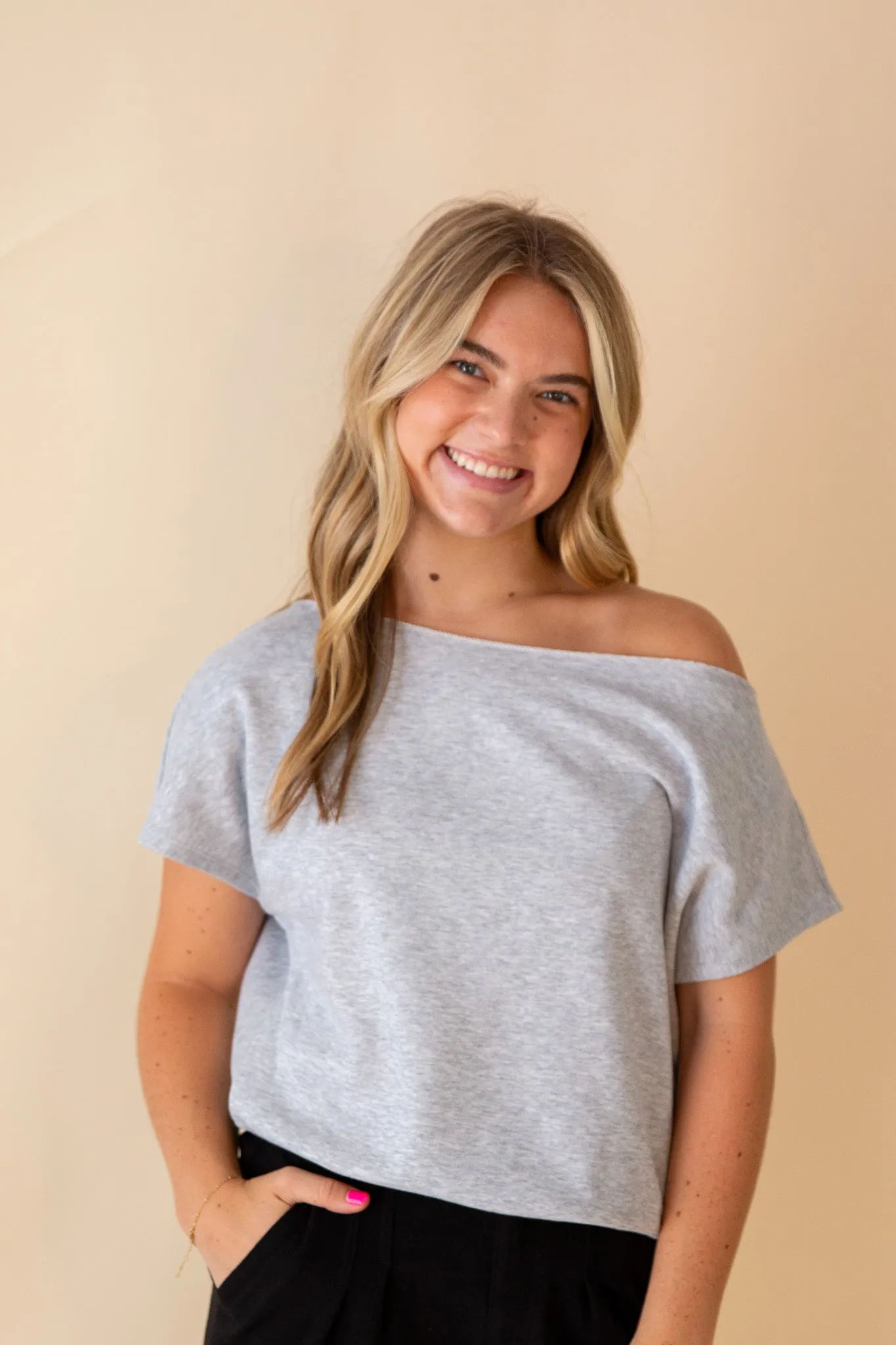 FeFe French Terry Off The Shoulder Top