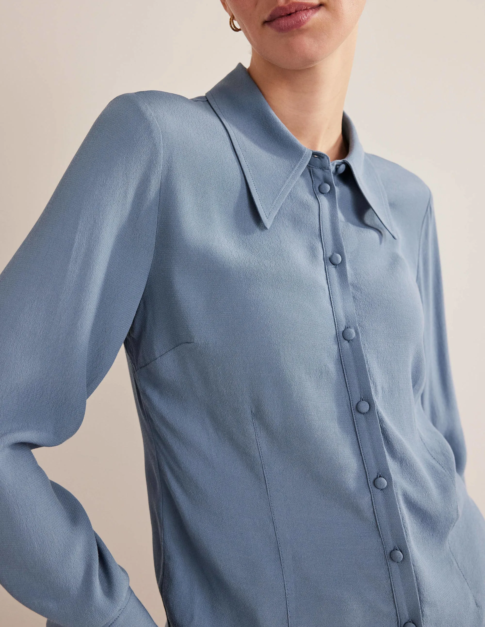 Fitted Workwear Shirt-Captains Blue