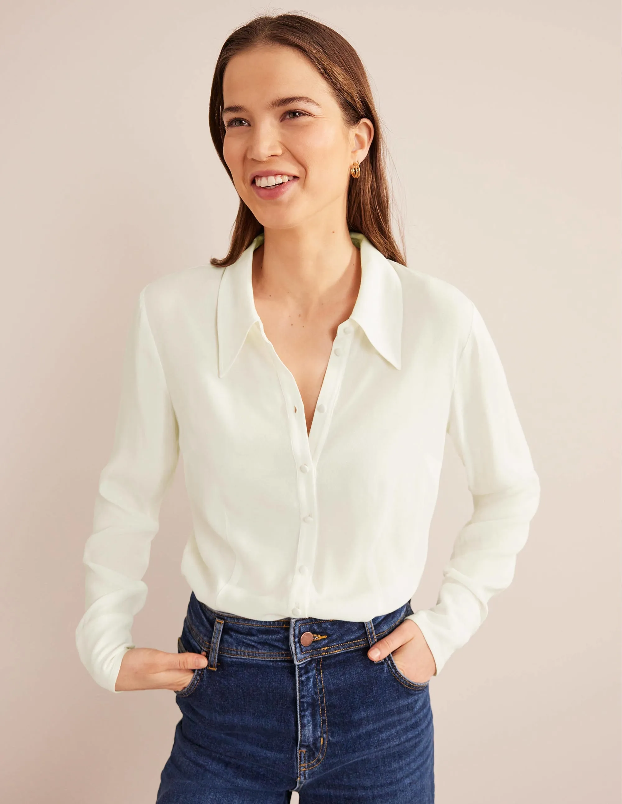 Fitted Workwear Shirt-Ivory