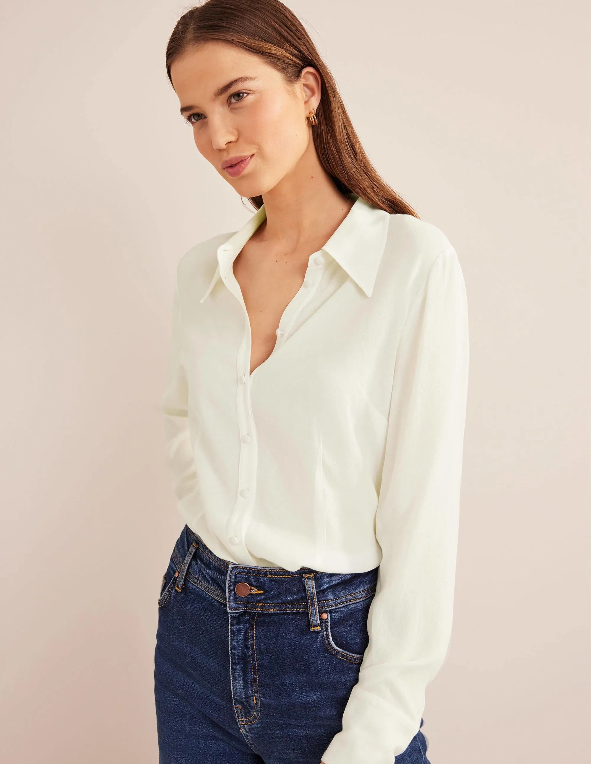 Fitted Workwear Shirt-Ivory