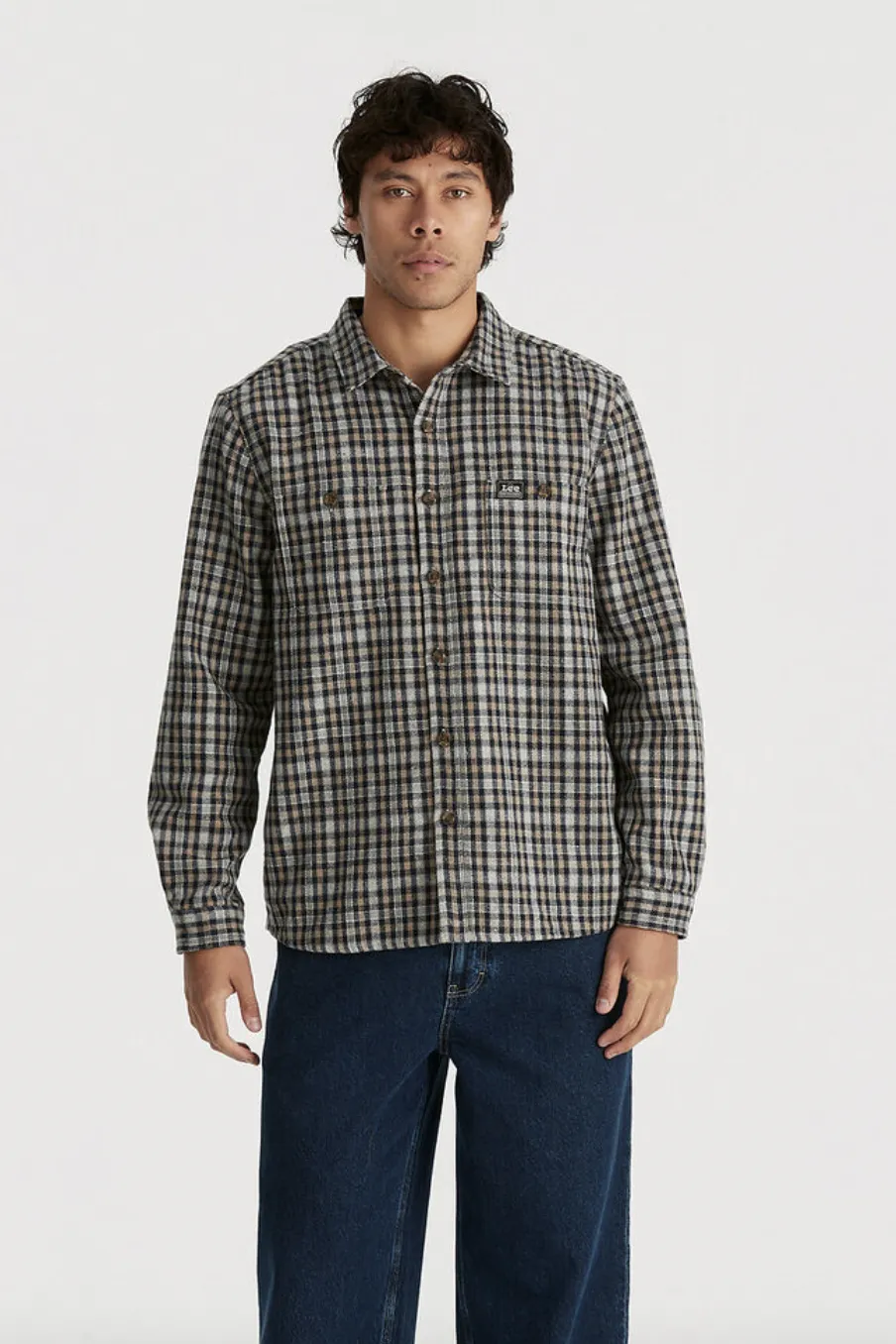LEE WORKER L/S SHIRT - BROWN CHECK