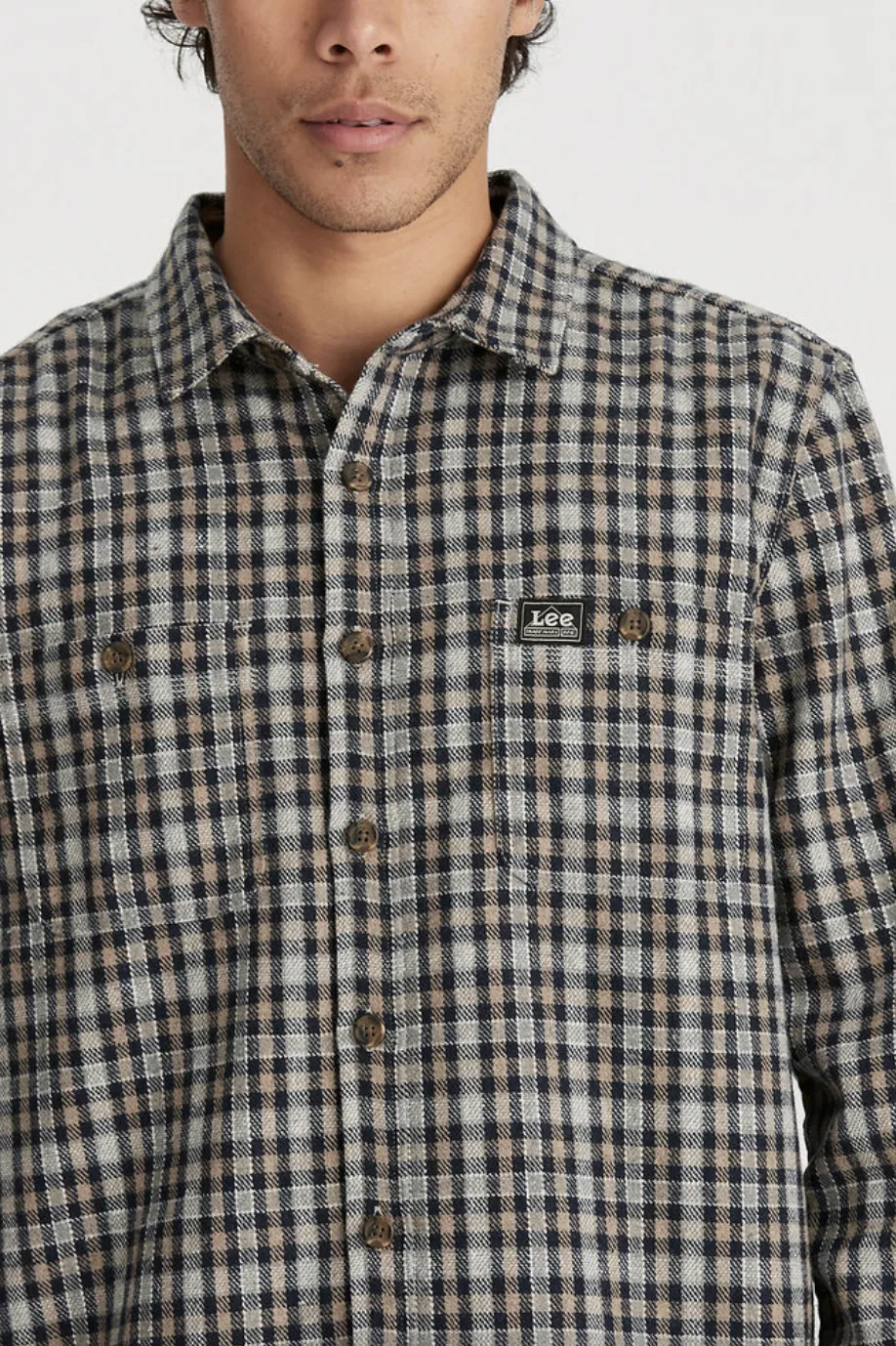 LEE WORKER L/S SHIRT - BROWN CHECK