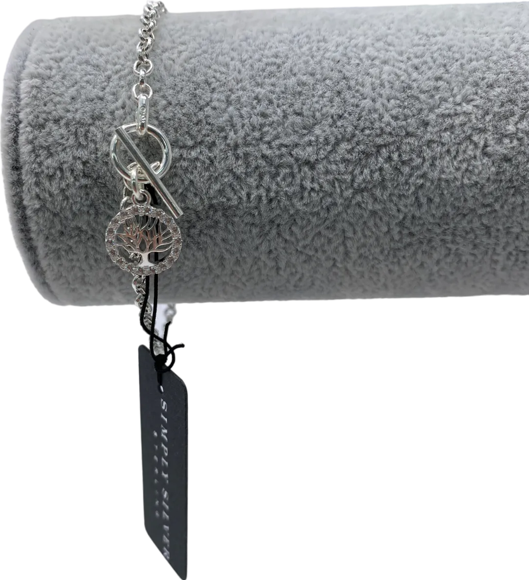 SIMPLY SILVER 925 Sterling Silver Cubic Zirconia Tree Of Love T Bar Bracelet One Size