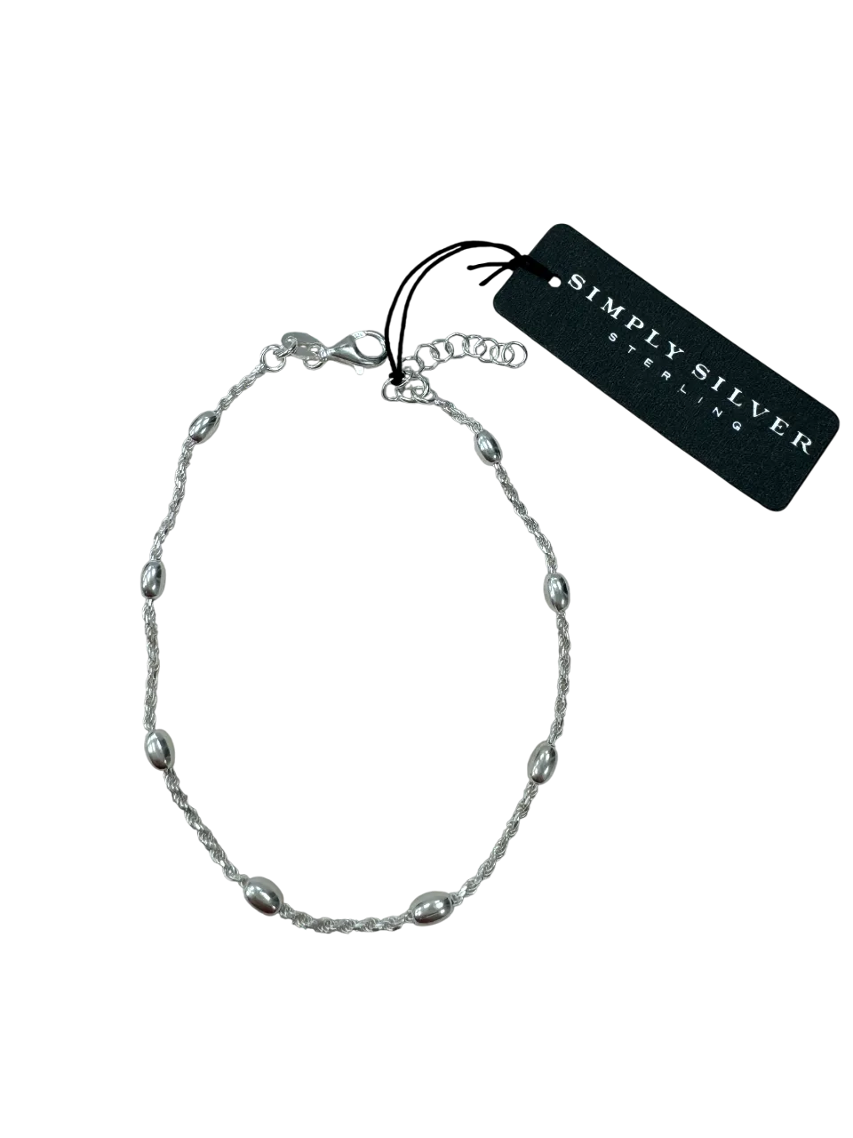 SIMPLY SILVER 925 Sterling Silver Polished Bean Bracelet One Size