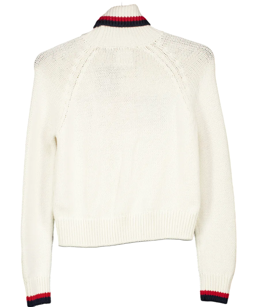 Superdry Cream Americana Roll Neck Cotton  Knit Jumper UK S