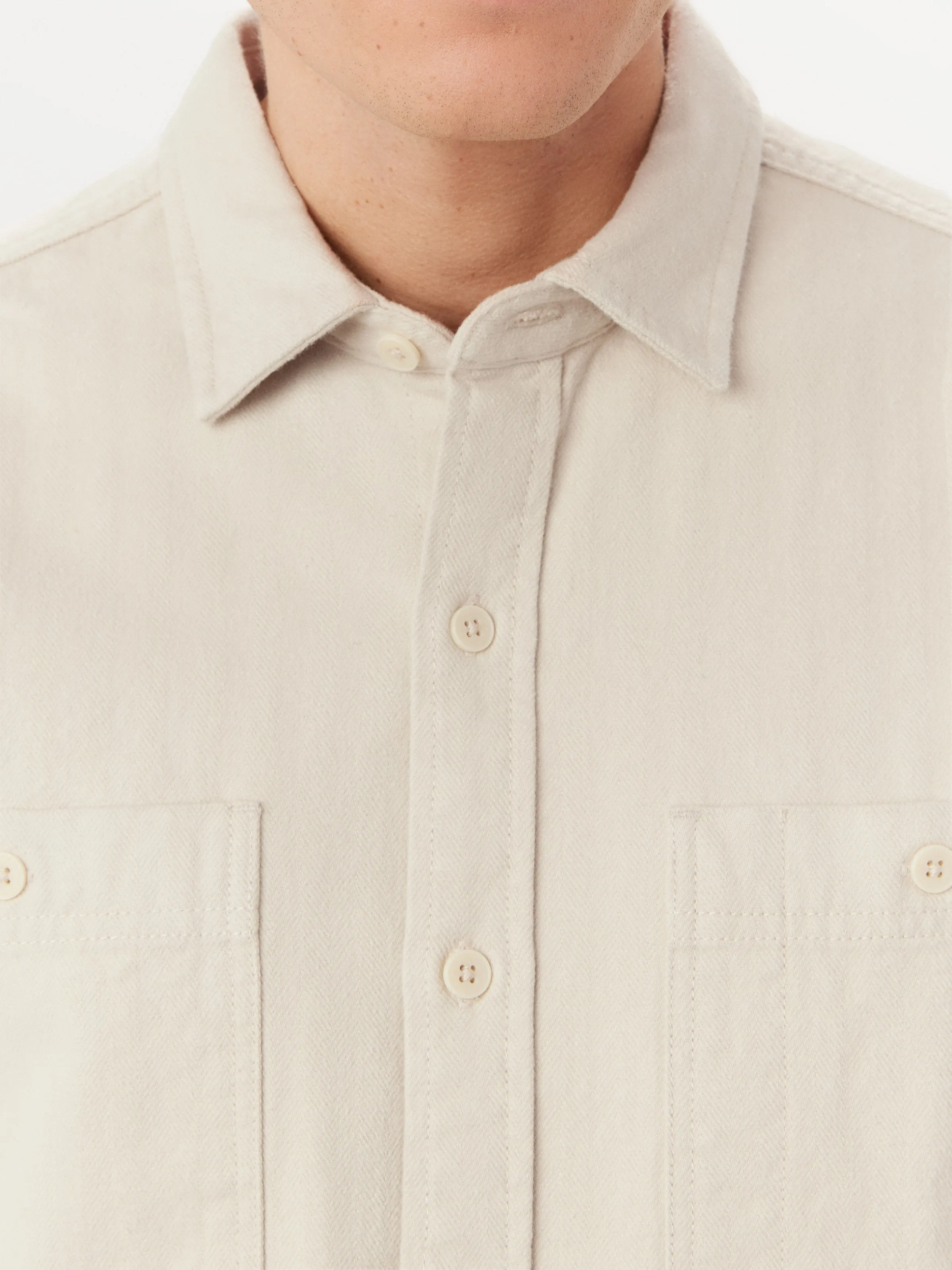 The Herringbone Overshirt in Beige